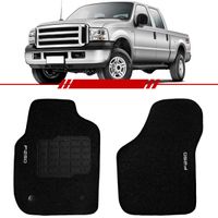 Tapete-Carpete-Preto-F250-2003-2004-2005-2006-2007-2008-2009-2010-2011-Logo-Bordado-2-Lados-Dianteiro-Cabine-Simples