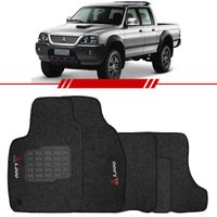 Tapete-Carpete-Personalizado-Grafite-L200-Sport-2004-2005-2006-2007-2008-Logo-Mitsubishi-Bordado-2-Lados-Dianteiro