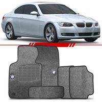 Tapete-Carpete-Grafite-Bmw-325-2006-2007-2008-2009-2010-2011-2012-Logo-Bordado-2-Lados-Dianteiro