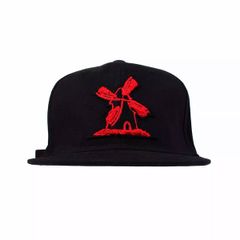 Bone-Giulianno-Fiori-Ralph-Black-Personalizado-Logo-Moinho-Preto-Strapback-Adulto-Aba-Reta