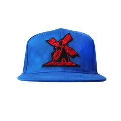 Bone-Giulianno-Fiori-Ralph-Blue-Personalizado-Logo-Moinho-Preto-Strapback-Adulto-Aba-Reta
