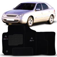 Tapete-Carpete-Preto-Xsara-1996-a-2003-Logo-Bordado-Citroen-2-Lados-Dianteiro