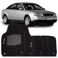 Tapete-Carpete-Personalizado-Preto-Audi-A6-1994-1995-1996-1997-Logo-Bordado-2-Lados-Dianteiro
