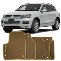 Tapete-Carpete-Volkswagen-Touareg-2004-2005-2006-2007-2008-2009-2010-Logo-Bordado-2-Lados-Dianteiro-Bege