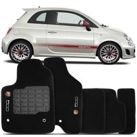Tapete-Carpete-Fiat-500-Abarth-Preto-2010-2011-2012-2013-2014-Verificar-Logo-Bordado-Fiat-2-Lados-Dianteiro