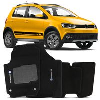 Tapete-Carpete-Crossfox-Preto-2014-2015-2016-Logo-Bordado-Volkswagen-2-Lados-Dianteiro