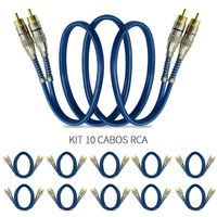 Kit-10-Cabos-RCA-Prime-Azul-Plug-Metal