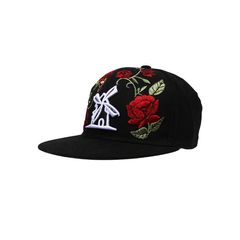 Bone-Giulianno-Fiori-Ralph-Black-Bordado-Rosas-Vermelhas-Aba-Reta