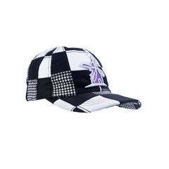 Bone-Giulianno-Fiori-Patchwork-Justin-Personalizado-Logo-Moinho-Branco-Com-Roxo-Strapback-Adulto-Aba-Curva