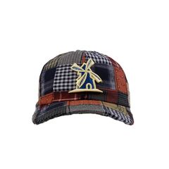 Bone-Giulianno-Fiori-Patchwork-Randalph-Personalizado-Logo-Moinho-Amarelo-Com-Azul-Strapback-Adulto
