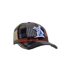 Bone-Giulianno-Fiori-Patchwork-Randalph-Personalizado-Logo-Moinho-Branco-Com-Azul-Strapback-Adulto-Aba-Curva