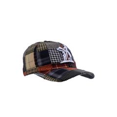 Bone-Giulianno-Fiori-Patchwork-Randalph-Personalizado-Logo-Moinho-Branco-Com-Marrom-Strapback-Adulto-Aba-Curva