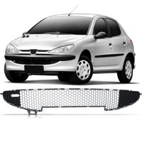 Grade-Central-Parachoque-Dianteiro-Peugeot-206-2004-2005-2006-2007-2008-2009-2010-Bocao-Colmeia-sem-Friso-Cromado