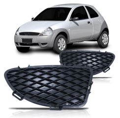 Moldura-Grade-Lateral-Para-choque-Dianteiro-Ford-Ka-2002-2003-2004-2005-2006-2007-Sem-Furo-para-Milha-Modelo-Colmeia