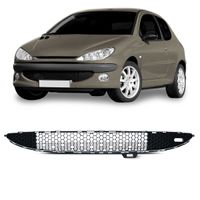 Grade-Central-Para-choque-Dianteiro-Peugeot-206-1998-1999-2000-2001-2002-2003-2004-Boquinha-Colmeia-com-Friso-Cromado