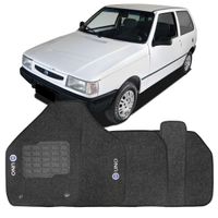 Tapete-Carpete-Fiat-Uno-1985-1986-1987-1988-1989-1990-1991-1992-1993-1994-1995-1996-1997-1998-1999-2000-2001-2002-2003-2004-2005-2006-2007-Logo-Bordado-2-Lados-Dianteiro-Logo-Azul-Grafite