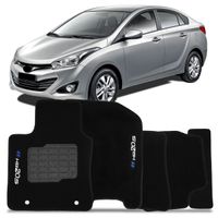 Tapete-Carpete-Personalizado-Preto-HB20S-2014-2015-2016-Logo-Bordado-Hyundai-2-Lados-Dianteiro