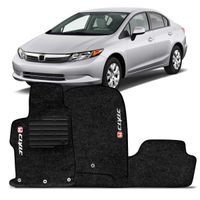 Tapete-Carpete-Civic-Preto-2012-2013-Logo-Bordado-Honda-2-Lados-Dianteiro