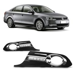 Par-Moldura-Grade-Do-Milha-Daylight-Jetta-2011-A-2014-Led-Com-Furo-Aro-Cromado