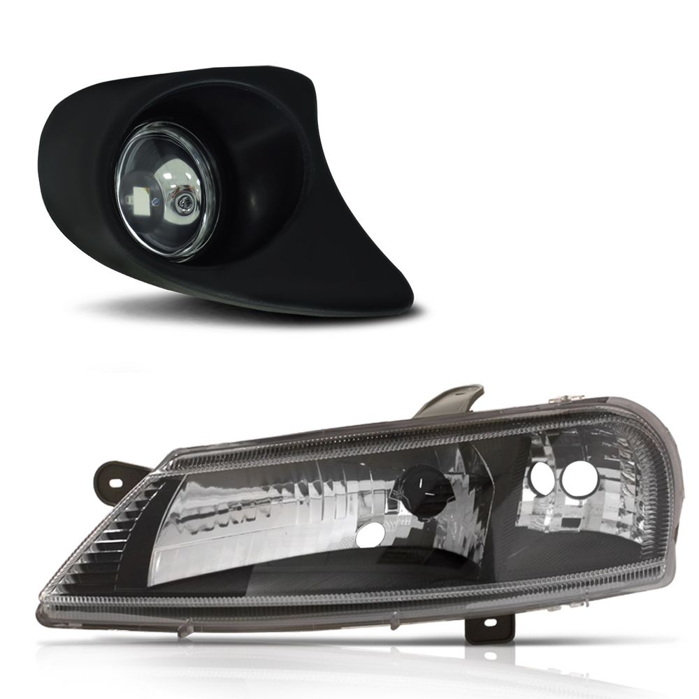 Kit Celta 1999 A 2006 Parachoque Dianteiro + Par Farol Máscara Negra